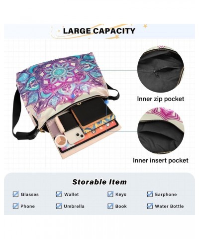 Beautiful Mandala Flower Crossbody Bag Hobo Handbag Purse Fashion PU Leather Shoulder Bags for Women $19.37 Hobo Bags