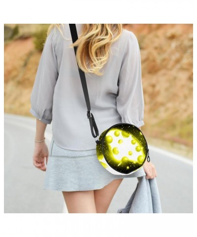 Round Crossbody Wallet, Circle Crossbody Purse Handbag, Golf Pattern Space $10.91 Crossbody Bags