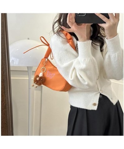 Women's Harajuku Preppy Hobo Shoulder Bag Aesthetic Indie Tote Crossbody Bag Japanese Fairycore Cotton Handmade Bag Orange $9...