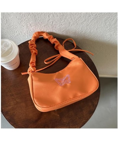 Women's Harajuku Preppy Hobo Shoulder Bag Aesthetic Indie Tote Crossbody Bag Japanese Fairycore Cotton Handmade Bag Orange $9...