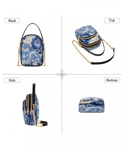 Quilted Crossbody Bags for Women,White Navy Blue Flowers (4) Women's Crossbody Handbags Small Travel Purses Phone Bag $11.65 ...