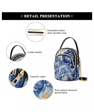 Quilted Crossbody Bags for Women,White Navy Blue Flowers (4) Women's Crossbody Handbags Small Travel Purses Phone Bag $11.65 ...