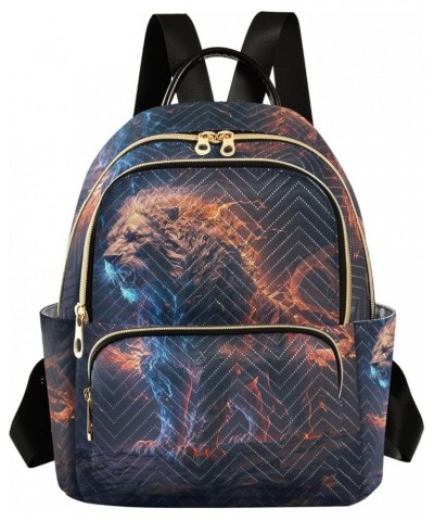 Chinese New Year Street Small Quilted Backpack for Women Purse Backpack Small Ladies Travel Backpack Burning Lion on Dark Med...