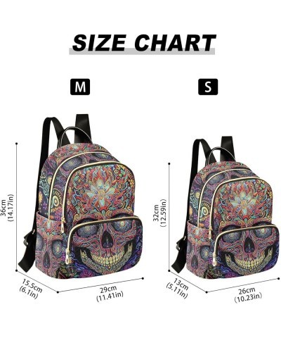 Small Fashion Backpack for Women Art Painting Skull Print Ladies Travel Daypack Aesthetic Shoulder Bag 11.4×6.1×14.1 IN $16.3...