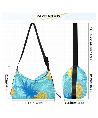 Pineapples in Sea Waves Blue Women Cross Body Purses Fall Womens Shoulder Bags Over The Shoulder Bag $15.18 Hobo Bags