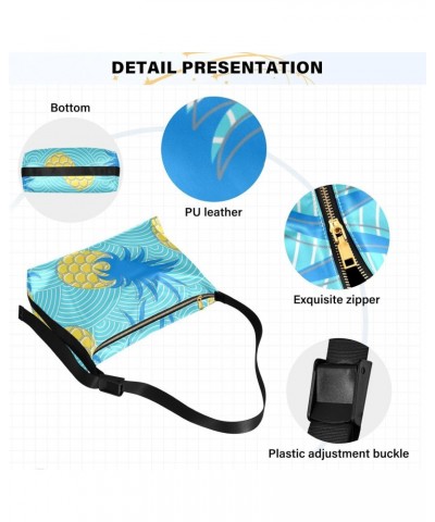 Pineapples in Sea Waves Blue Women Cross Body Purses Fall Womens Shoulder Bags Over The Shoulder Bag $15.18 Hobo Bags