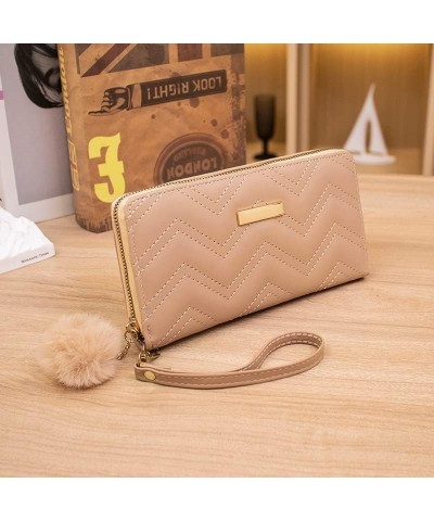 Fashion ID Short Wallet Hairball Solid Color Women Zipper Purse Multiple Card Slots Full Grain Leather (B, One Size) A One Si...