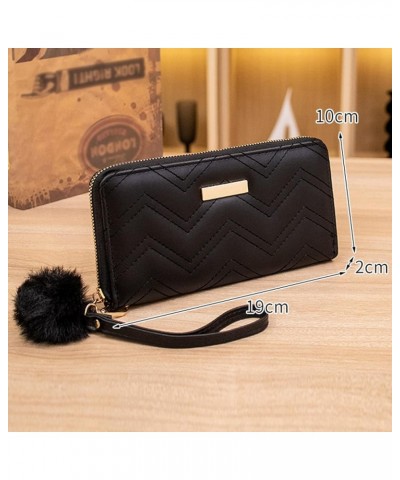 Fashion ID Short Wallet Hairball Solid Color Women Zipper Purse Multiple Card Slots Full Grain Leather (B, One Size) A One Si...