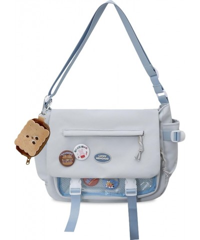 Kawaii Crossbody Bag with Cute Accessories Nylon Casual Messenger Bags with Pendants Handbags Travel Daypacks Blue $14.72 Sho...