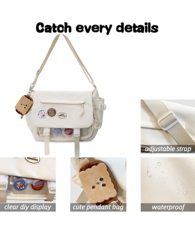 Kawaii Crossbody Bag with Cute Accessories Nylon Casual Messenger Bags with Pendants Handbags Travel Daypacks Blue $14.72 Sho...