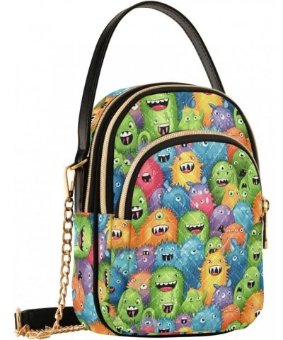 Cute Monster Cartoon Pattern Small Crossbody Purses for Women Crossbody Bags Fanny Packs Handbags Wallet Cell Phone Shoulder ...