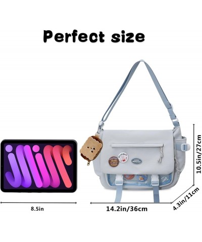 Kawaii Crossbody Bag with Cute Accessories Nylon Casual Messenger Bags with Pendants Handbags Travel Daypacks Blue $14.72 Sho...