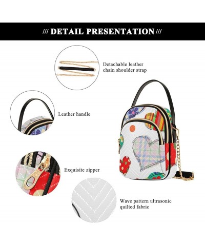 Small Crossbody Cell Phone Bag for Women, Cute Hearts Love Mini Over Shoulder Handbag Purse with Credit Card Slots Cute Heart...