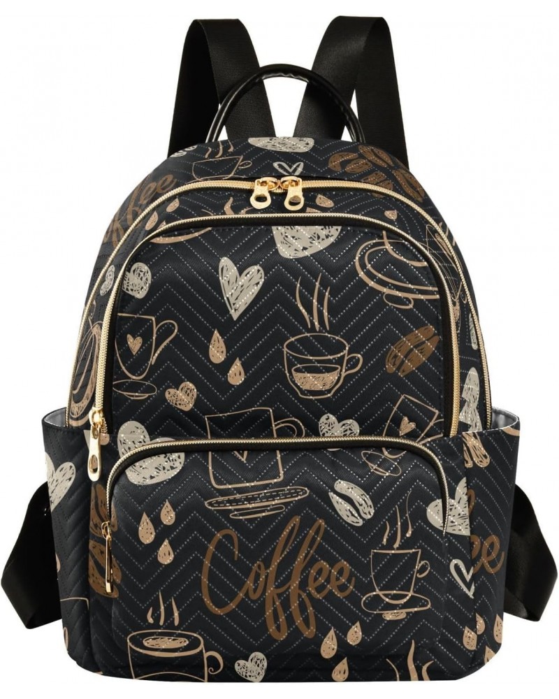 Coffee Cup Heart Fashion Backpack Purse for Women Multipurpose Casual Daypack with Multi Pockets & Secured Zipper Ladies Hand...