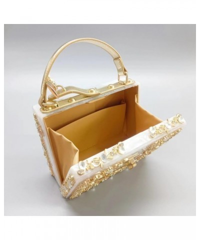 Women Acrylic Evening Clutch Bag Elegant Sparkly Flower Rhinestone Box Purse Shoulder Crossbody Handbag For Wedding Party Pin...