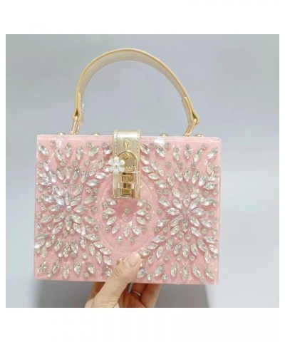 Women Acrylic Evening Clutch Bag Elegant Sparkly Flower Rhinestone Box Purse Shoulder Crossbody Handbag For Wedding Party Pin...