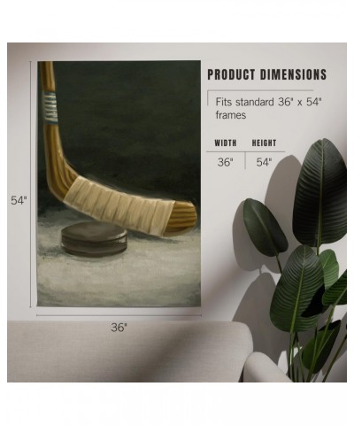 36x54 Inch Giclee Art Print Wall Decor, Hockey Stick and Puck, Oil Painting $45.89 Totes