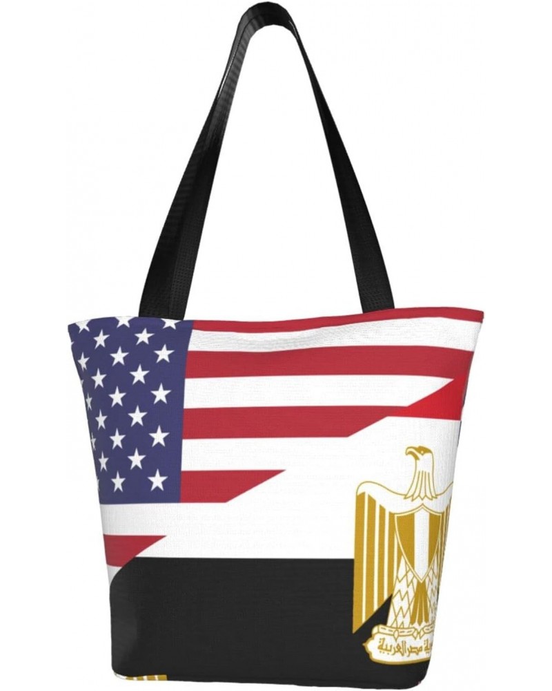 America Egypt Friendship Flag Women'S Casual One Shoulder Carry Shopping Bag Large Capacity Working Storage Handbag $15.07 Sh...