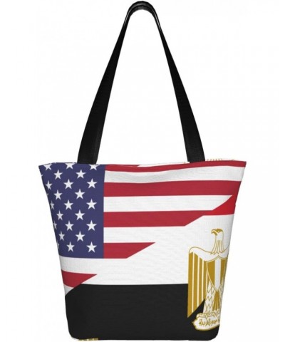 America Egypt Friendship Flag Women'S Casual One Shoulder Carry Shopping Bag Large Capacity Working Storage Handbag $15.07 Sh...