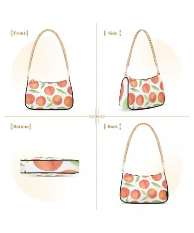 Watercolor Peaches Shoulder Handbags for Women,Women Chain Shoulder Bags,Ladies Tote Handbag Purse $16.49 Shoulder Bags