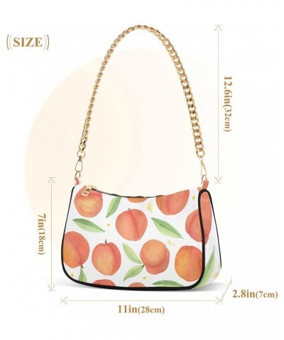 Watercolor Peaches Shoulder Handbags for Women,Women Chain Shoulder Bags,Ladies Tote Handbag Purse $16.49 Shoulder Bags