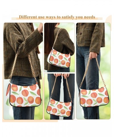 Watercolor Peaches Shoulder Handbags for Women,Women Chain Shoulder Bags,Ladies Tote Handbag Purse $16.49 Shoulder Bags