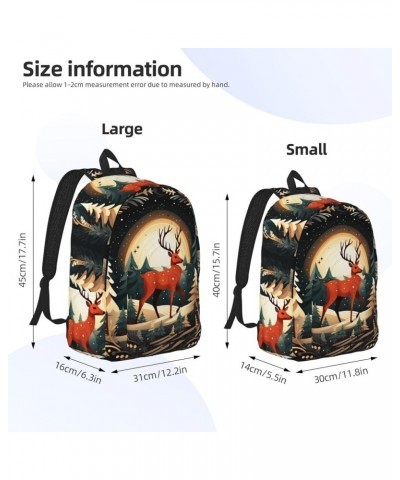 Merry Christmas Deer Print Casual Double Shoulder Daypack,Anti-Theft Travel Canvas Backpack For Men And Women Black Small $18...