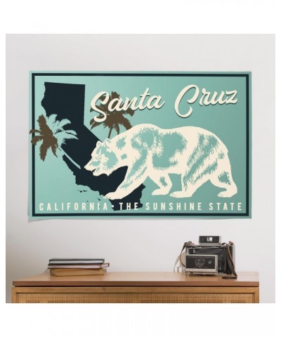 24x36 Inch Giclee Print, Santa Cruz, California, State Bear on Blue $20.50 Totes