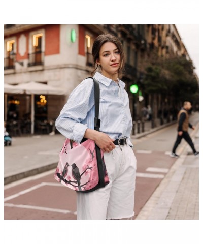 Cherry Blossom Bird Hobo Shoulder Bag for Women Men PU Leather Crossbody Bag Slouchy Tote Handbags for Work Travel $19.79 Totes