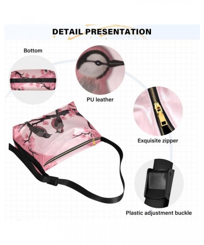 Cherry Blossom Bird Hobo Shoulder Bag for Women Men PU Leather Crossbody Bag Slouchy Tote Handbags for Work Travel $19.79 Totes