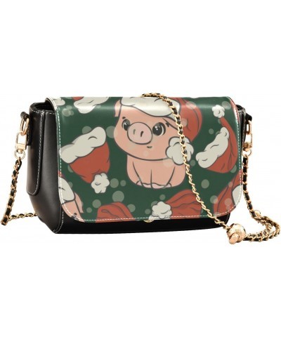 Christmas Crossbody Handbag Xmas Pig Fun PU Leather Shoulder Bag Sturdy Travel Pouch Compact Chic Bag for Women Everyday Use ...