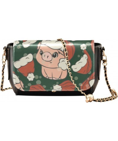 Christmas Crossbody Handbag Xmas Pig Fun PU Leather Shoulder Bag Sturdy Travel Pouch Compact Chic Bag for Women Everyday Use ...