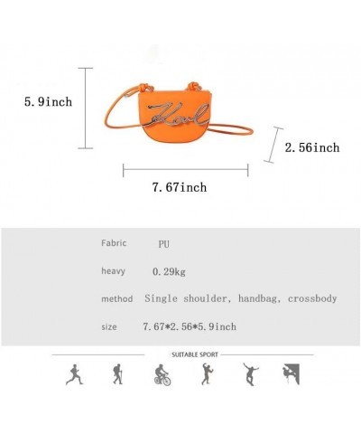 Saddle Bag, Single Shoulder Underarm Bag,Letter Commuting Bag, Crossbody Women's Bag Orange $12.26 Crossbody Bags