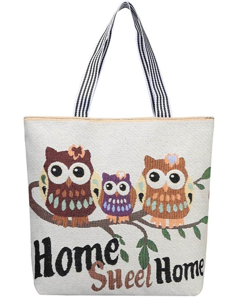 Shoulder Bag Ethnic Style，Shopping Women's Bag Student Bag Trend Women's Bag Aunt Bag，Canvas Bag Embroidery Home owl $10.61 B...