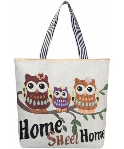 Shoulder Bag Ethnic Style，Shopping Women's Bag Student Bag Trend Women's Bag Aunt Bag，Canvas Bag Embroidery Home owl $10.61 B...