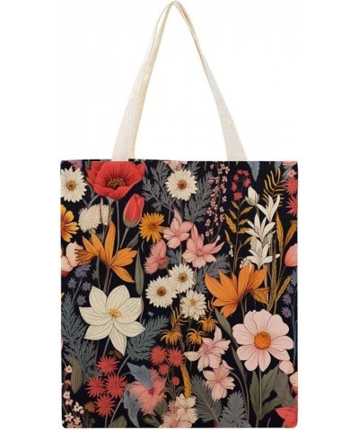 Colorful Wild Flowers Country Botanical Canvas Tote Plants Wild Flower Makeup Bags Aesthetic Cute Tote Bags Gifts Totebag-6 $...