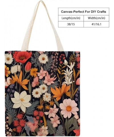 Colorful Wild Flowers Country Botanical Canvas Tote Plants Wild Flower Makeup Bags Aesthetic Cute Tote Bags Gifts Totebag-6 $...