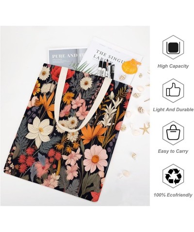 Colorful Wild Flowers Country Botanical Canvas Tote Plants Wild Flower Makeup Bags Aesthetic Cute Tote Bags Gifts Totebag-6 $...