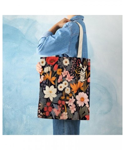 Colorful Wild Flowers Country Botanical Canvas Tote Plants Wild Flower Makeup Bags Aesthetic Cute Tote Bags Gifts Totebag-6 $...