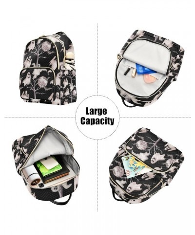 Halloween Women Backpack Spooky Ghost Moon Anti-Theft Travel Backpack with Luggage Belt Durable Lightweight Handbag Lady Purs...