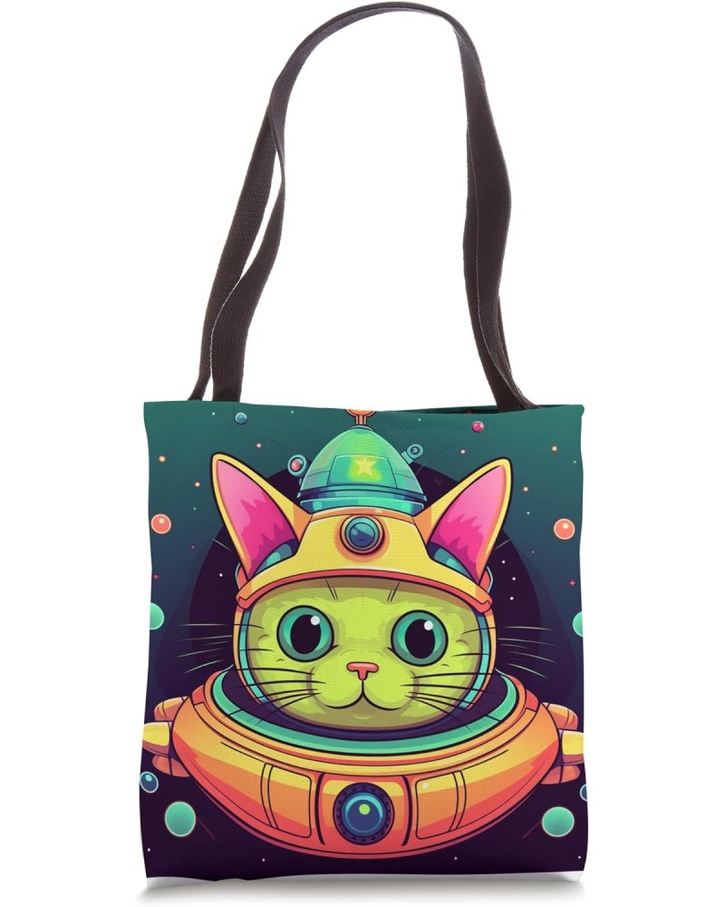 Spaceship Cat galaxy space Cat Alien Kitty Mom Dad Tote Bag $10.14 Totes