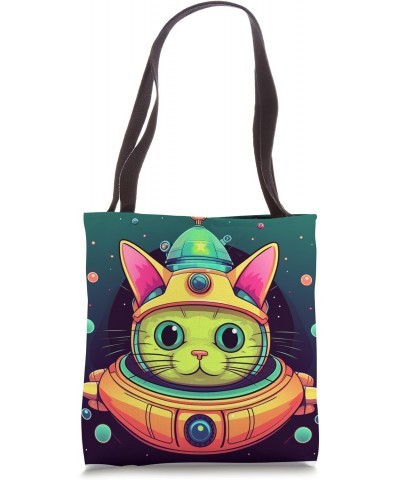 Spaceship Cat galaxy space Cat Alien Kitty Mom Dad Tote Bag $10.14 Totes