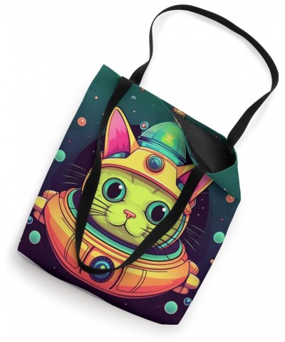 Spaceship Cat galaxy space Cat Alien Kitty Mom Dad Tote Bag $10.14 Totes