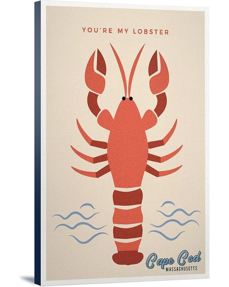 Cape Cod, Massachusetts, You're My Lobster, Simple Color Block Texture, (24x36 Wrapped Canvas, Wall Decor, Artwork) 24x36 Str...