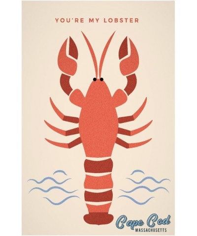 Cape Cod, Massachusetts, You're My Lobster, Simple Color Block Texture, (24x36 Wrapped Canvas, Wall Decor, Artwork) 24x36 Str...