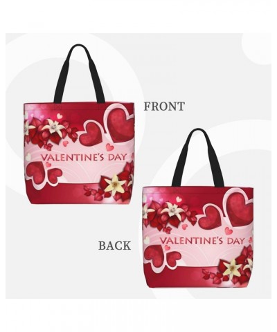 Women'S Soft Tote Shoulder Bag Valentine'S-Flowers Foldable Travel Purse With Zipper Closure $13.65 Totes