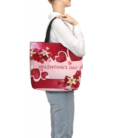 Women'S Soft Tote Shoulder Bag Valentine'S-Flowers Foldable Travel Purse With Zipper Closure $13.65 Totes