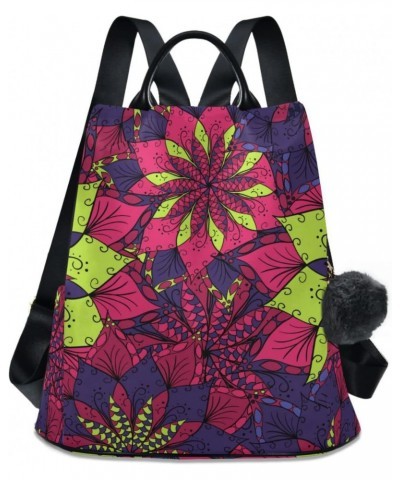 Bright Flower Mandala Backpack Purse for Women Travel Casual Daypack College Bookbag Work Business Ladies Shoulder Bag $21.50...