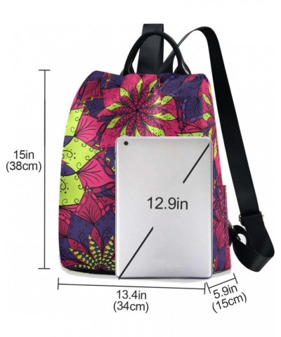 Bright Flower Mandala Backpack Purse for Women Travel Casual Daypack College Bookbag Work Business Ladies Shoulder Bag $21.50...