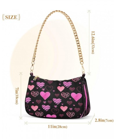 Valentine's Purple Hearts Womens Shoulder Bag for Women Hobo Tote Handbag Gold Chain Crossbody Bag with Zipper Clutch Purse H...